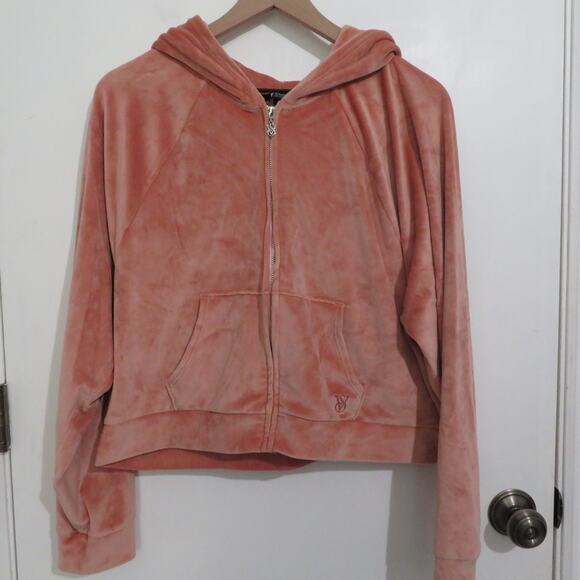 Victoria's Secret On Point Womens Sz L Pink Orange Velour Sweater Jogger Set - Picture 2 of 11